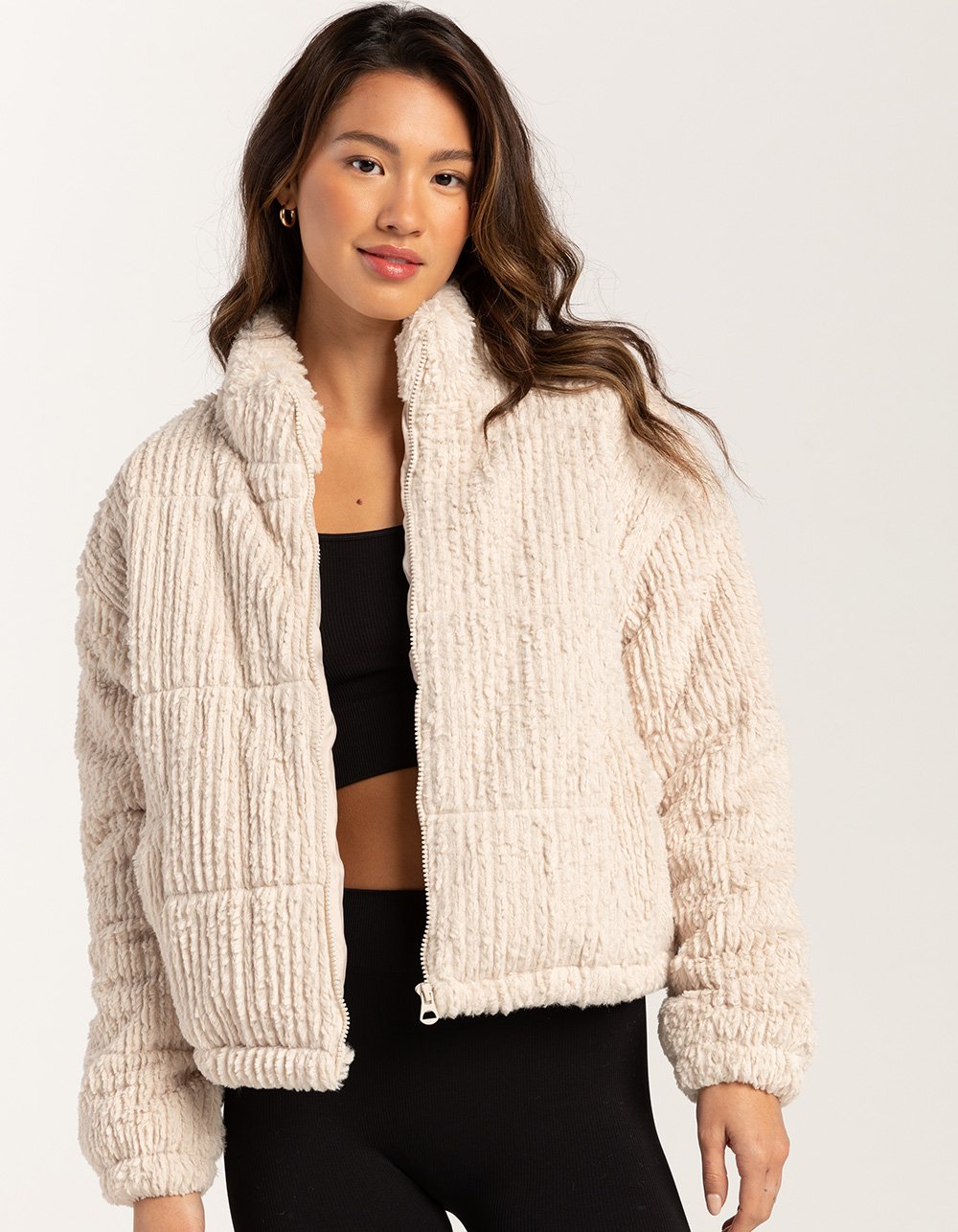 STOOSH Fur Cord Womens Puffer Jacket