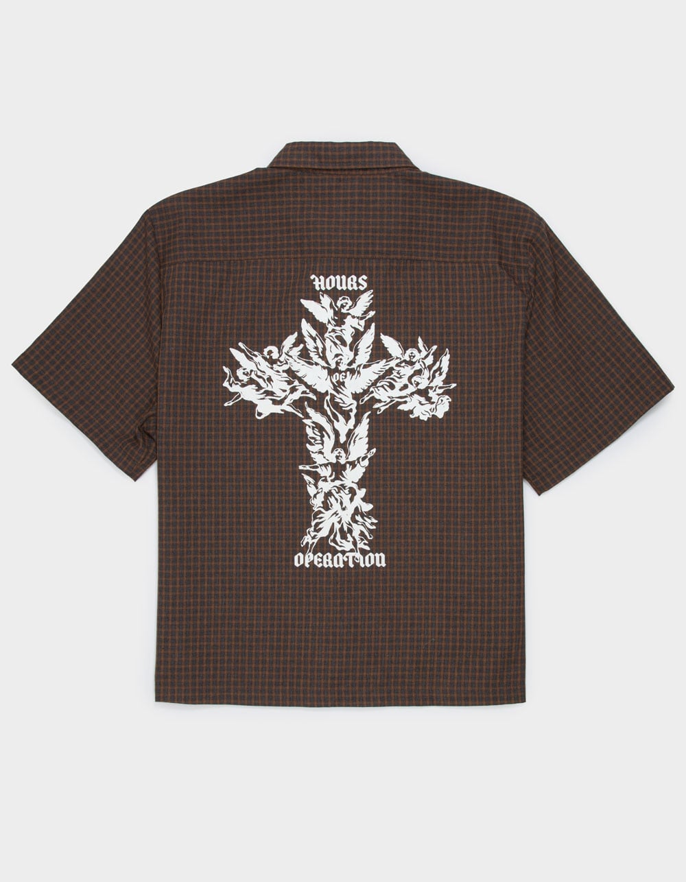Hours OF OPERATION After Mens Button Up Shirt - BROWN COMBO