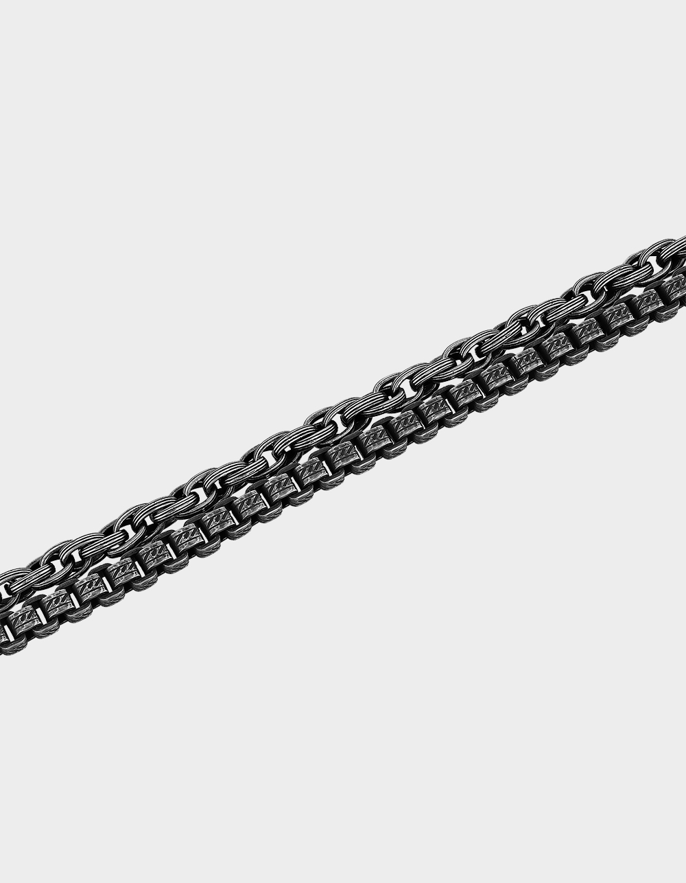 STEEL NATION Stainless Steel With Gunmetal Grey IP Double Link Bracelet - GUNMETAL