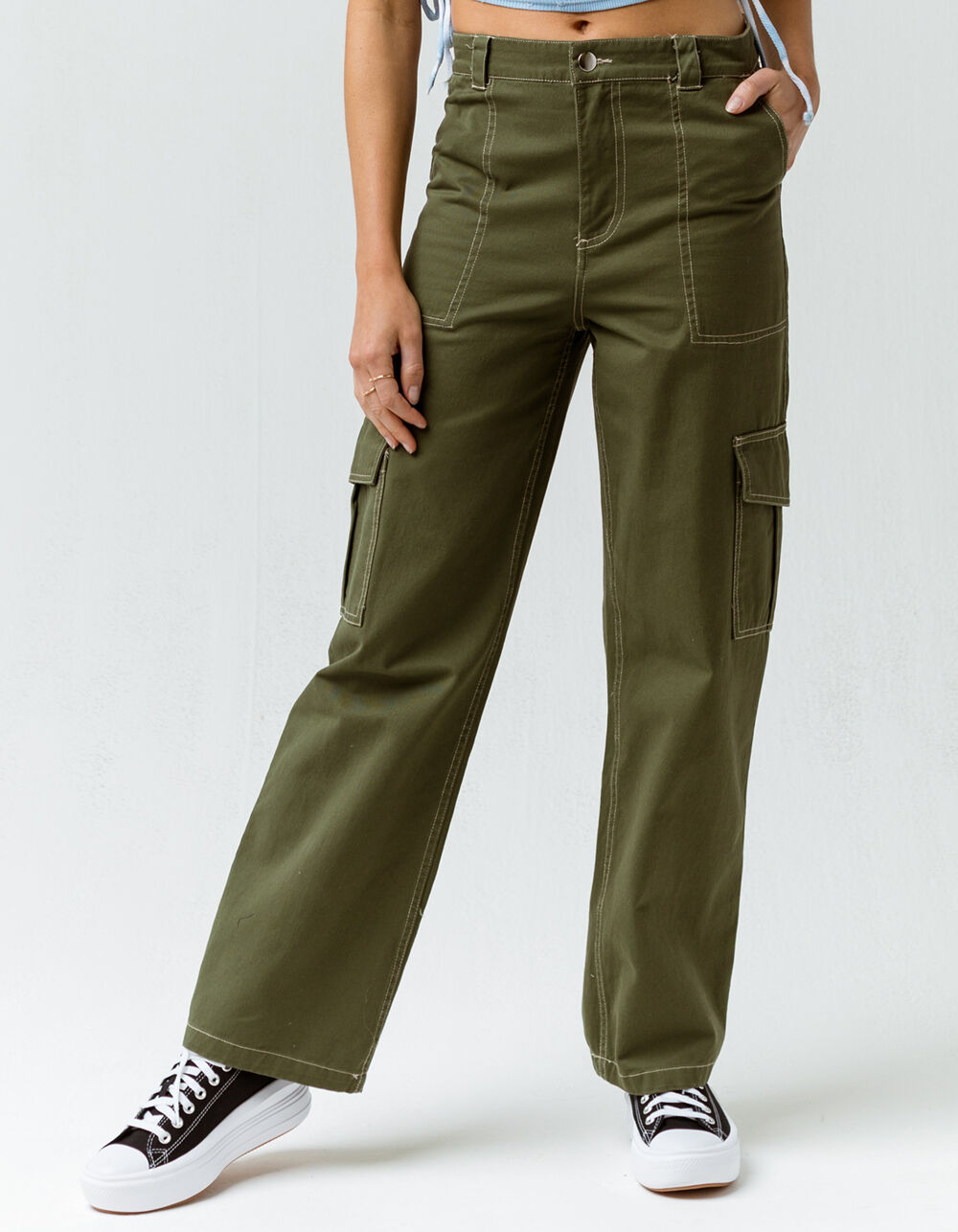 FULL TILT Contrast Stitch Womens Cargo Pants | Arden Fair