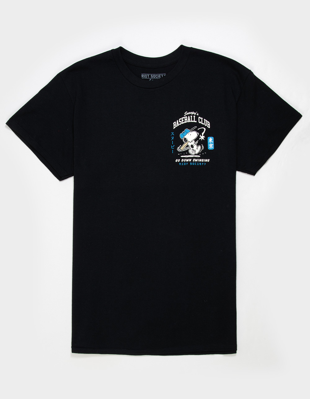 RIOT SOCIETY x Peanuts Snoopy's Baseball Club Mens Tee - BLACK