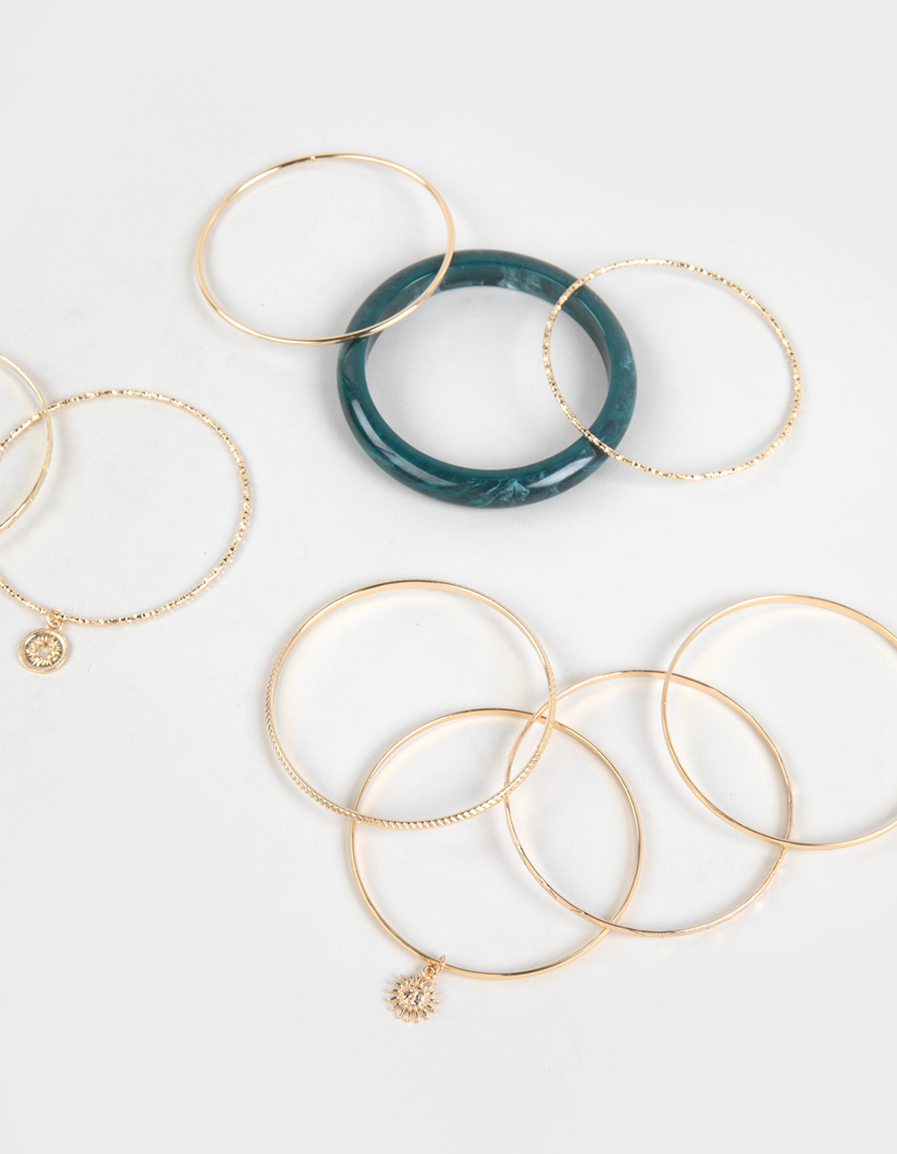 FULL TILT Acrylic And Metal Bangle Bracelet Set - GOLD