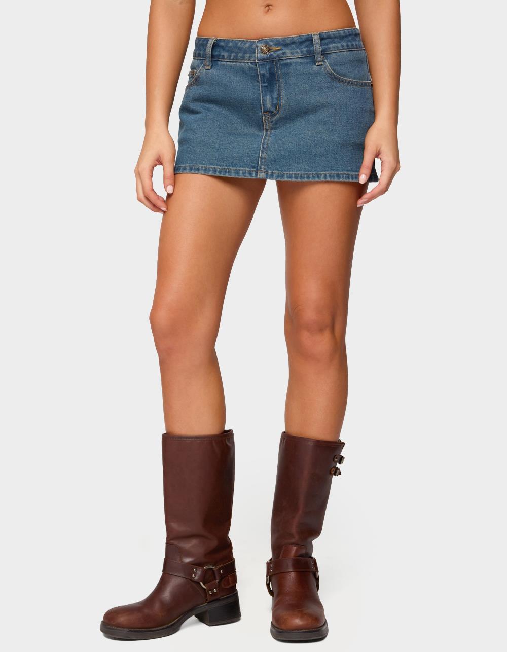 EDIKTED Josiee Stretchy Denim Mini Skort - LIGHT BLUE