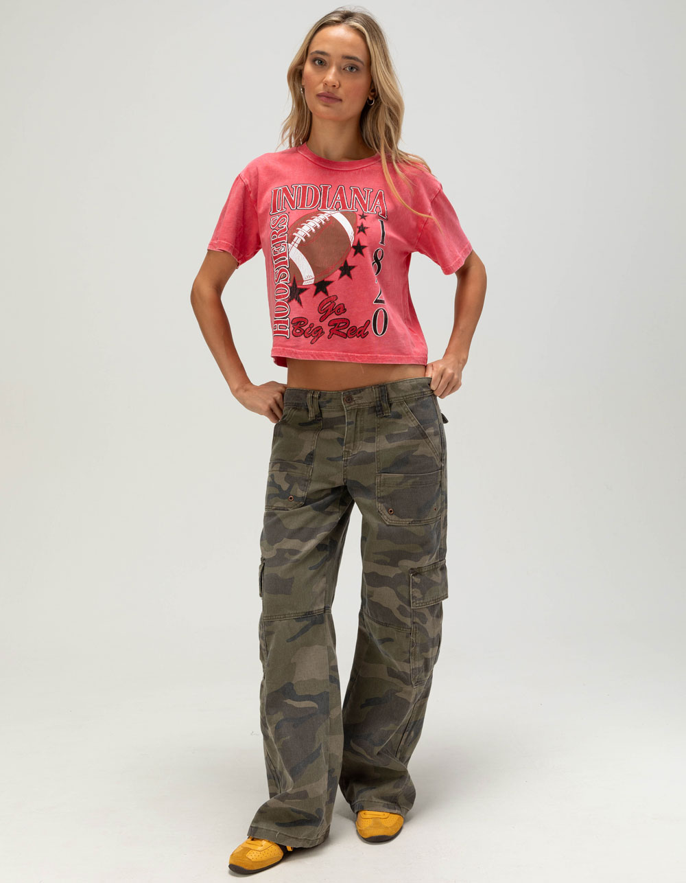 CHICKA-D Indiana University Short 'n Sweet Womens Crop Tee - RED
