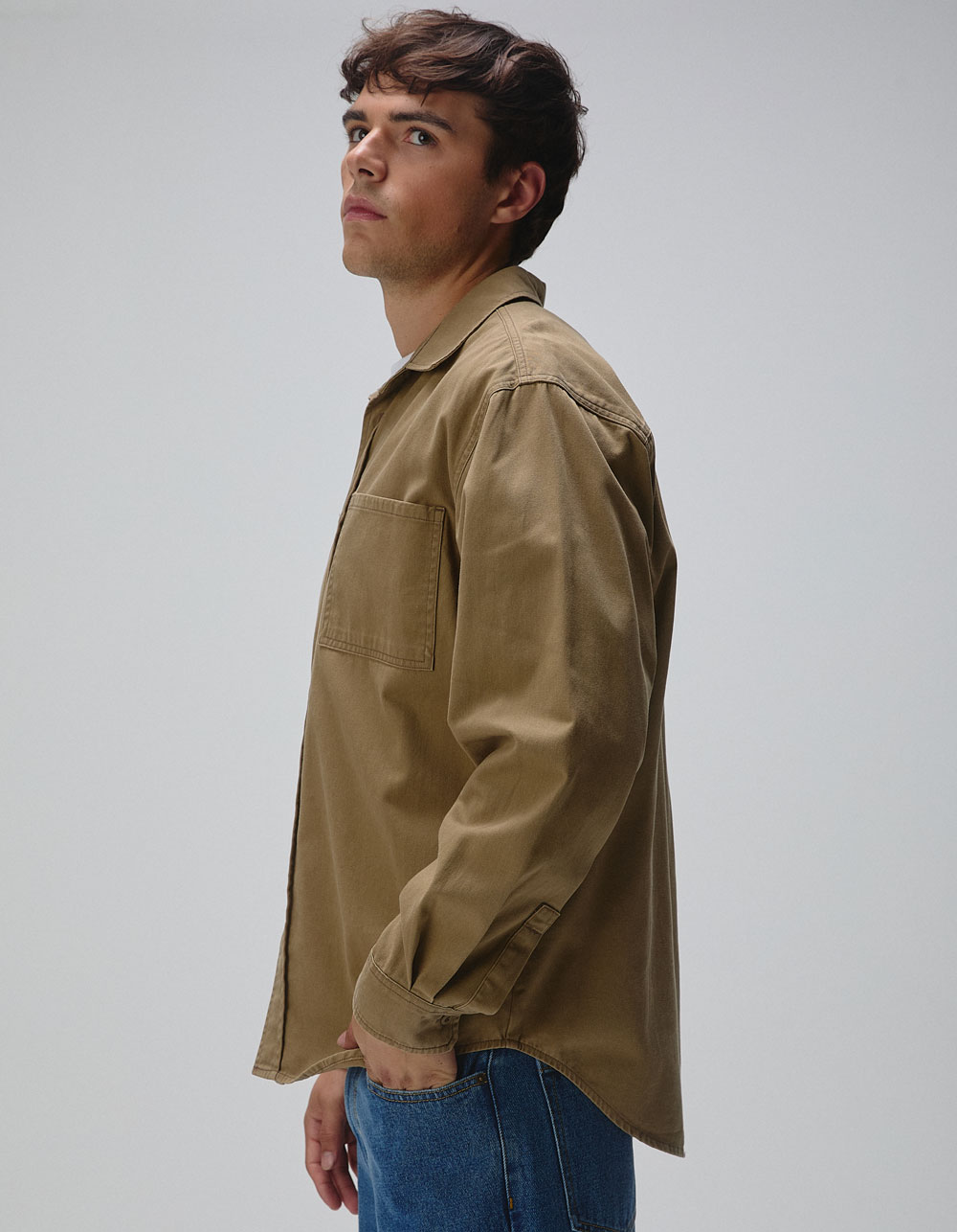 RSQ Mens Oversized Washed Twill Shirt - TAN