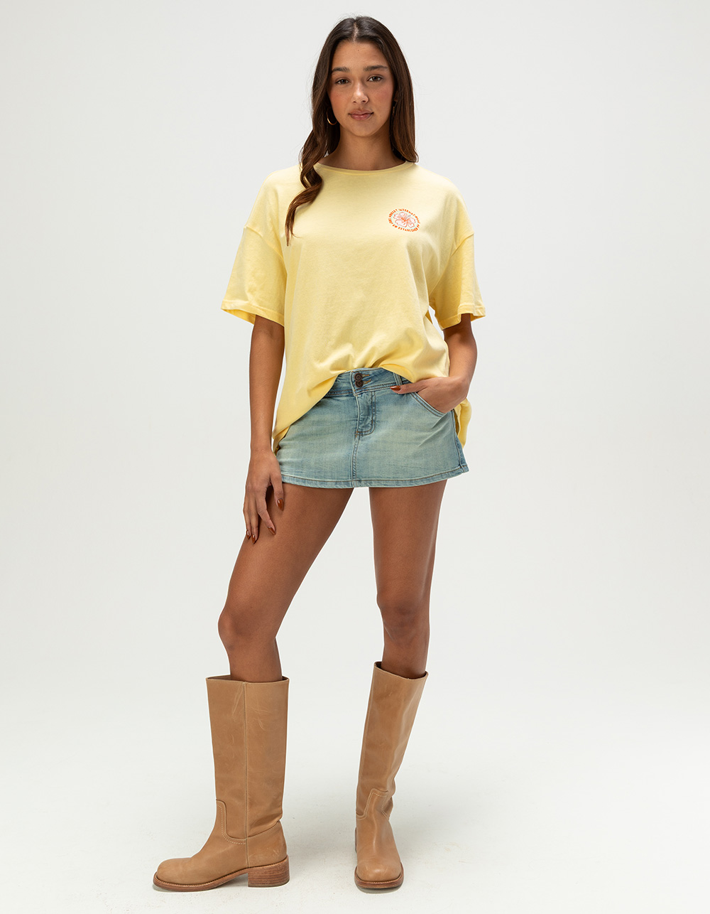 HURLEY Hibiscus Womens Boyfriend Tee - YELLOW