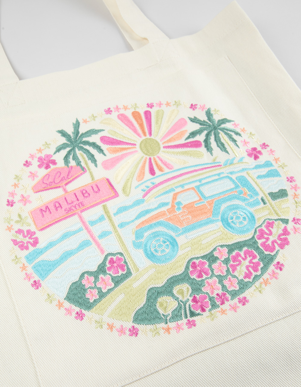 MALIBU SKYYE So Cal Embroidered Tote Bag - NATURAL