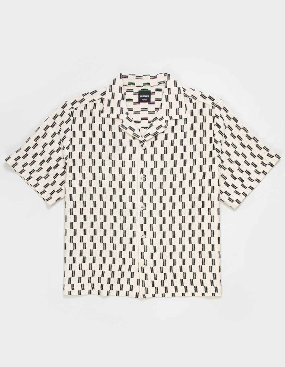 RSQ Mens Textured Button Up Shirt  - BLK/WHT