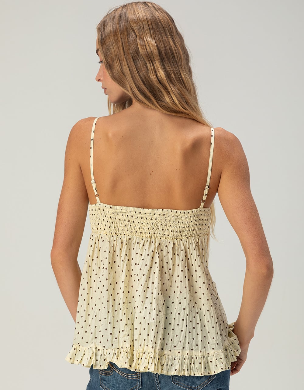 RSQ Womens Polka Dot Babydoll Top - YELLOW COMBO