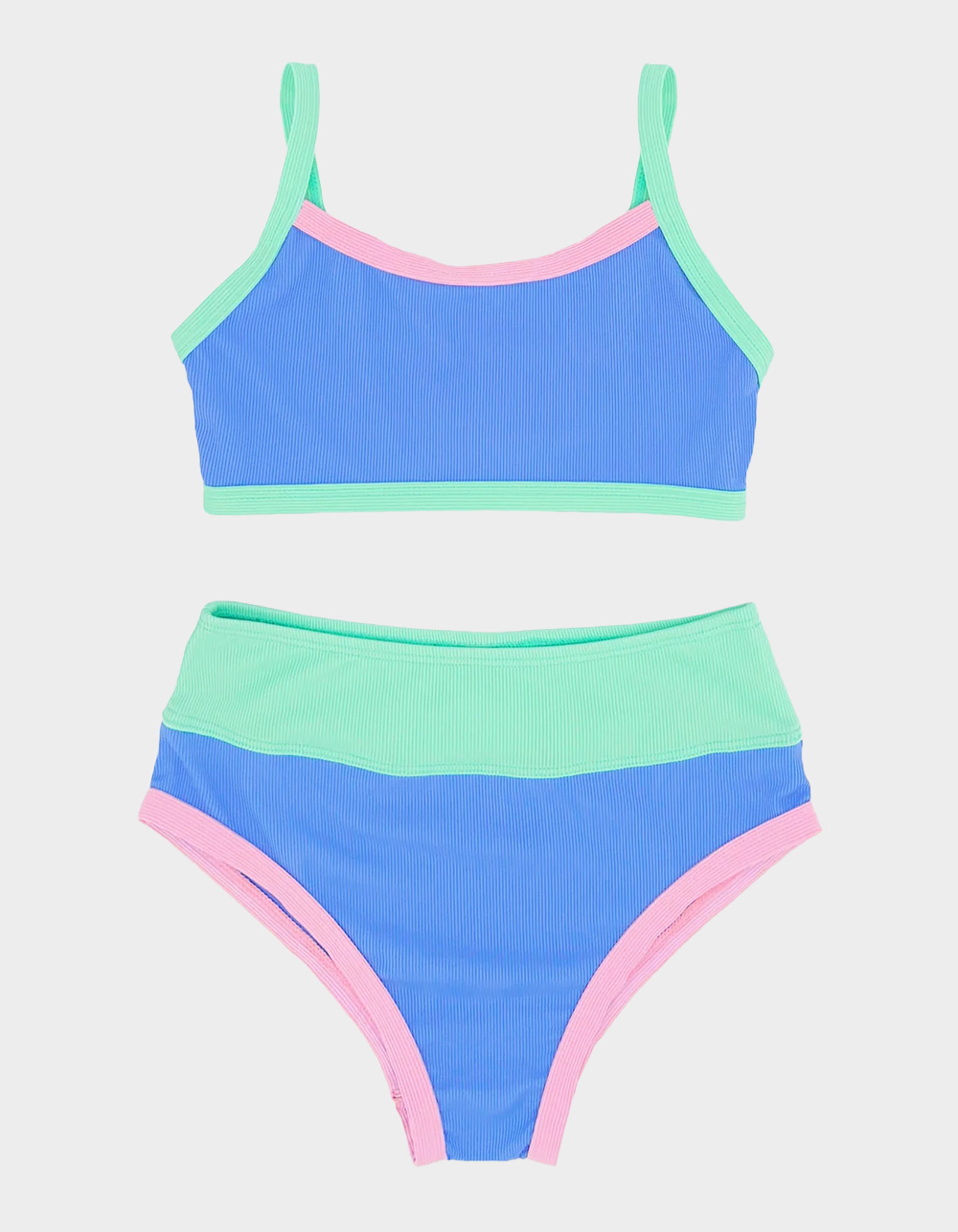 FEATHER 4 ARROW Retro Ringer Girls Bralette Bikini Set - BLUE COMBO
