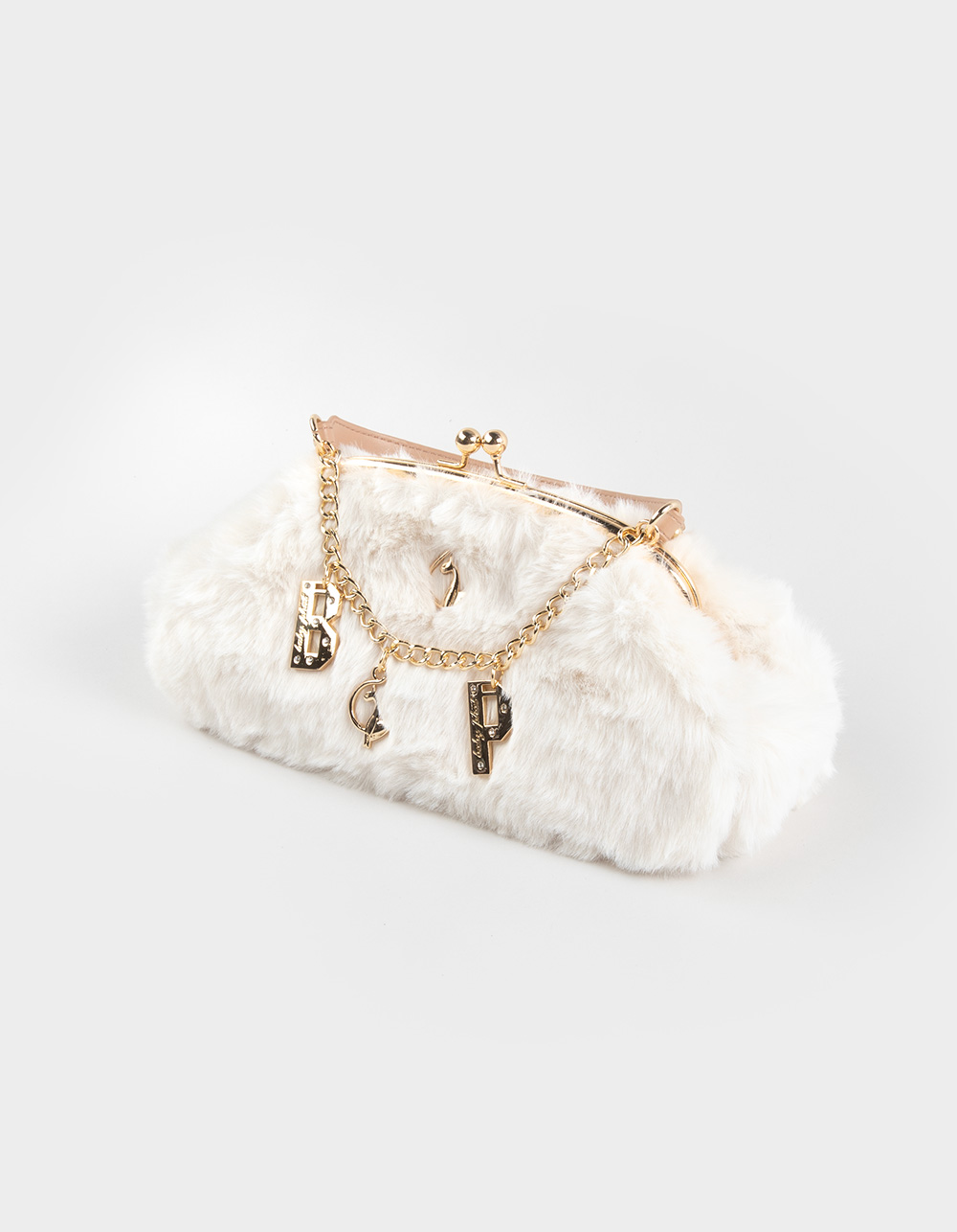 BABY PHAT Janet Frame Faux Fur Baguette Bag - CREAM