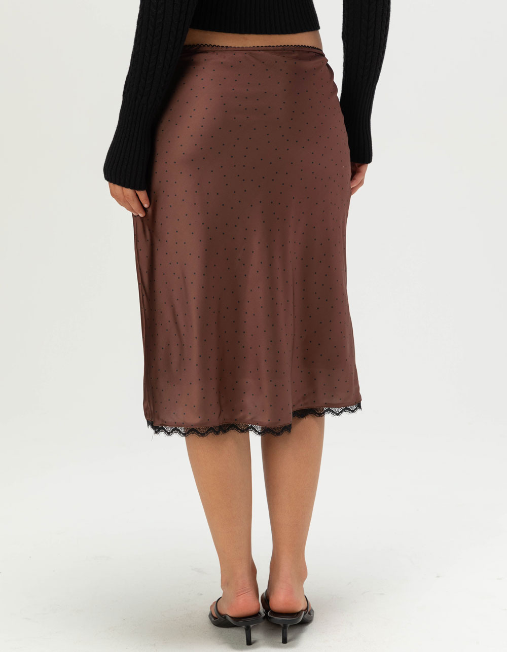 NECTAR CLOTHING Womens Flare Polka Dot Skirt - BROWN