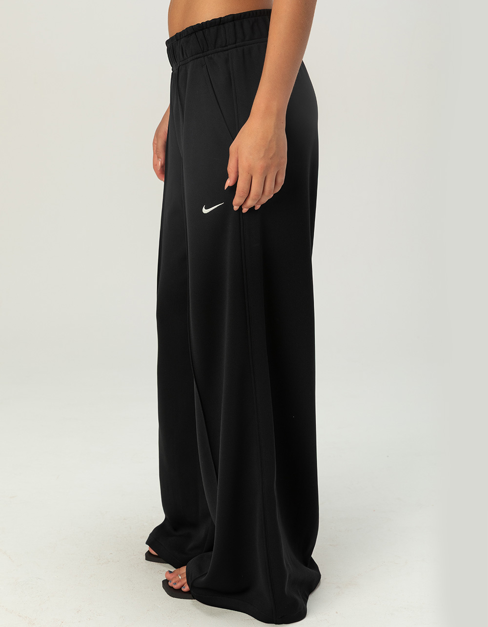 NIKE Sportswear Womens Mid Rise Wide Leg Track Pants - BLACK