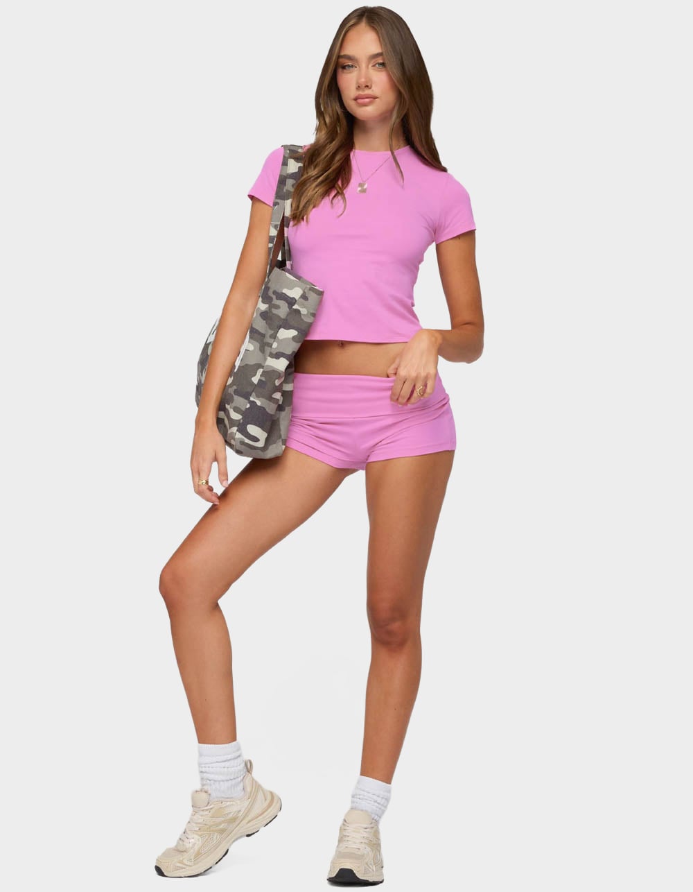 EDIKTED Marleaux Foldover Shorts - PINK