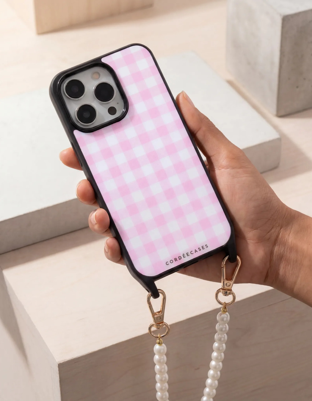 CORDEE CASES Gingham Blush iPhone Pro Max MagSafe Case