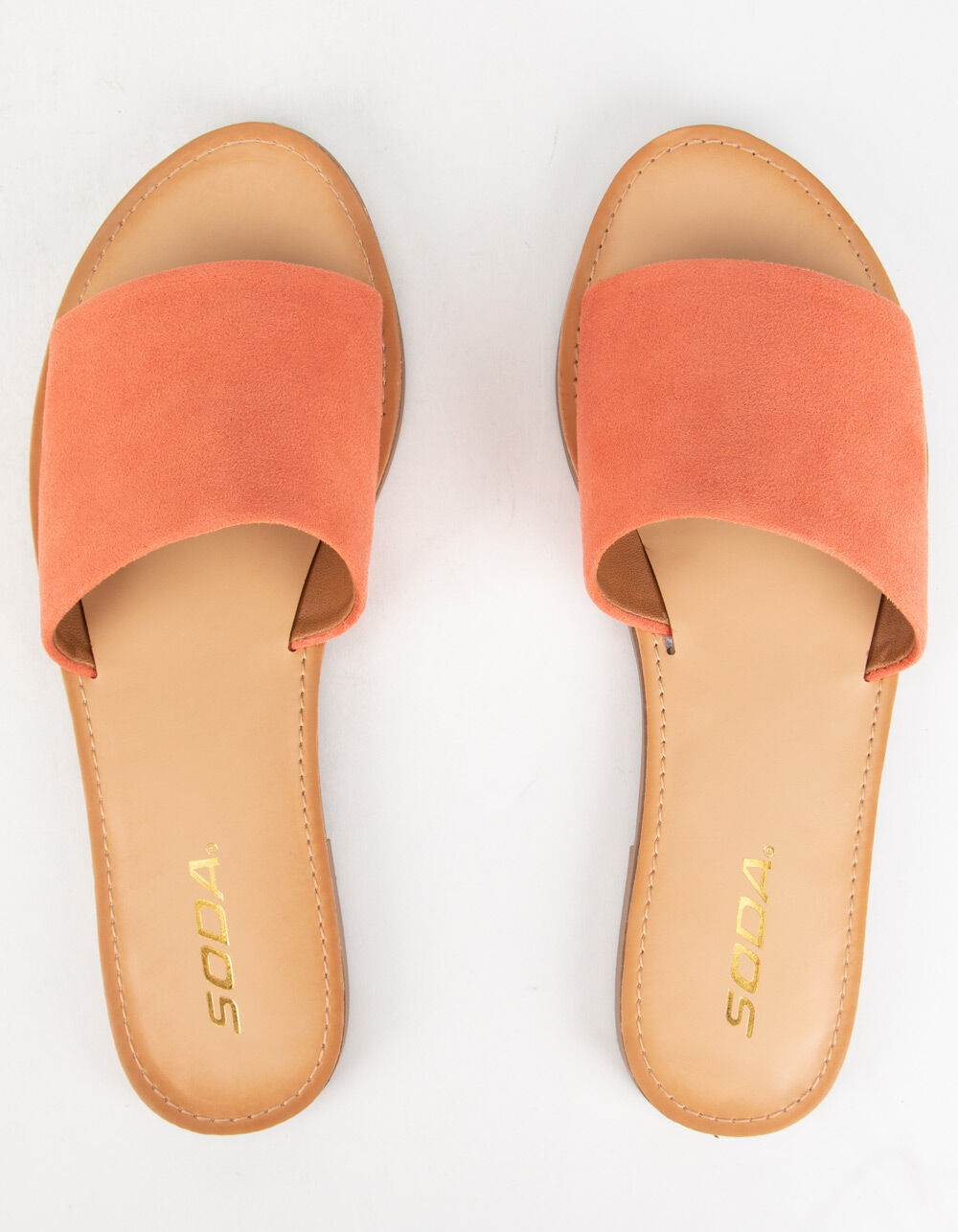 SODA Single Strap Womens Coral Slide Sandals image number 4
