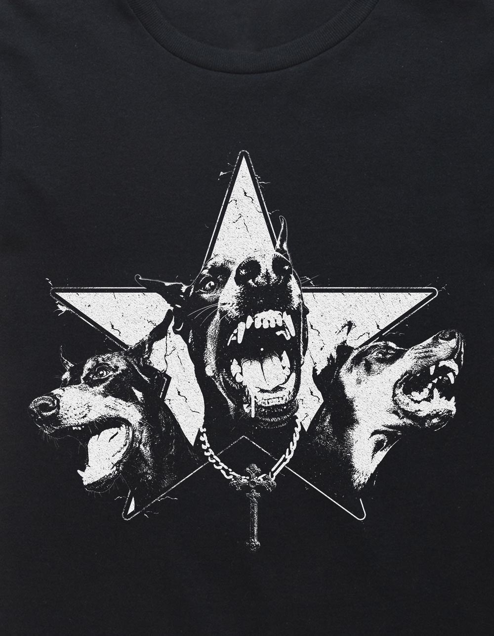 DOBERMAN Stars Distressed Unisex Kids Tee - BLACK