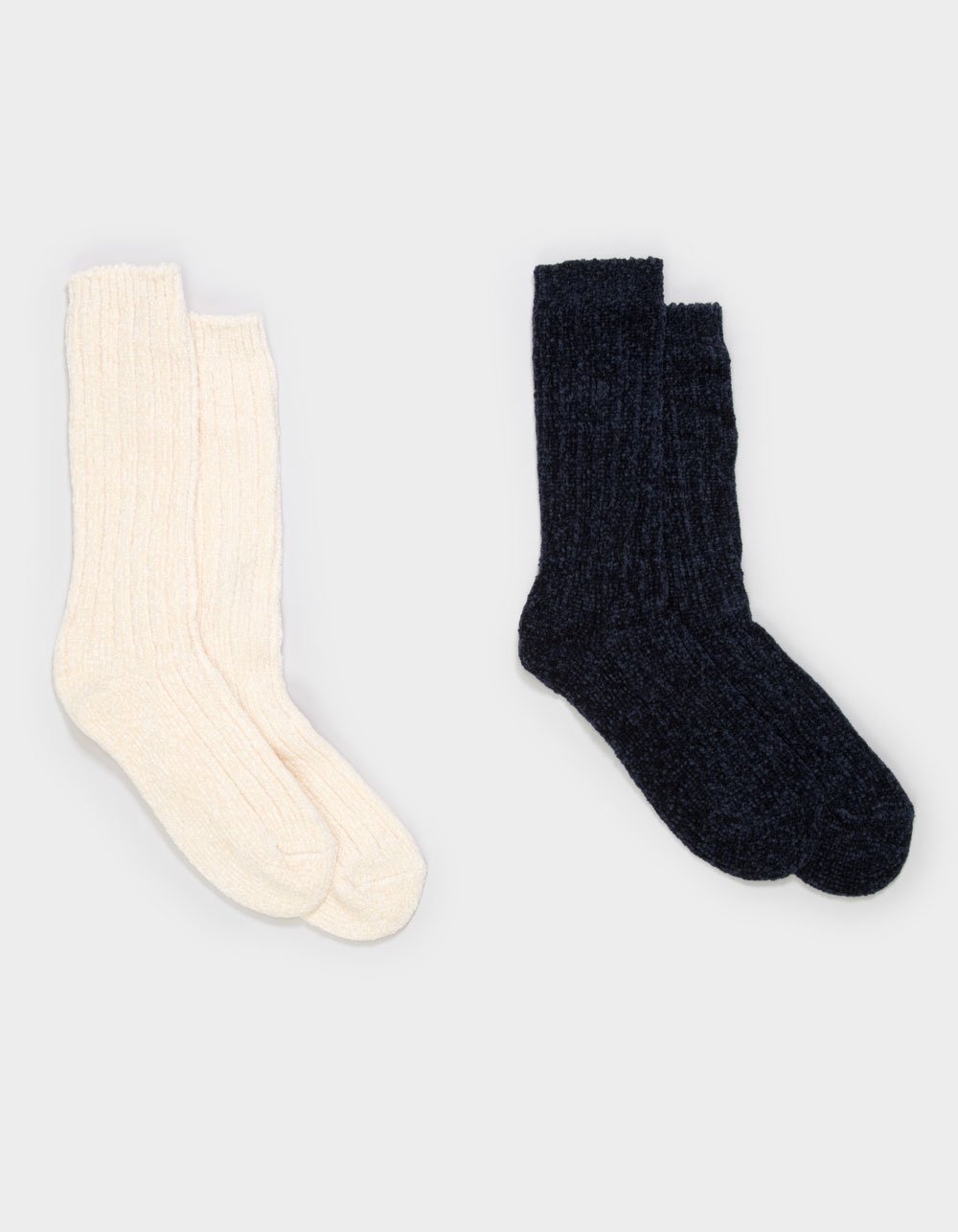 FULL TILT 2 Pack Womens Chenille Slouchy Socks - NAVY COMBO