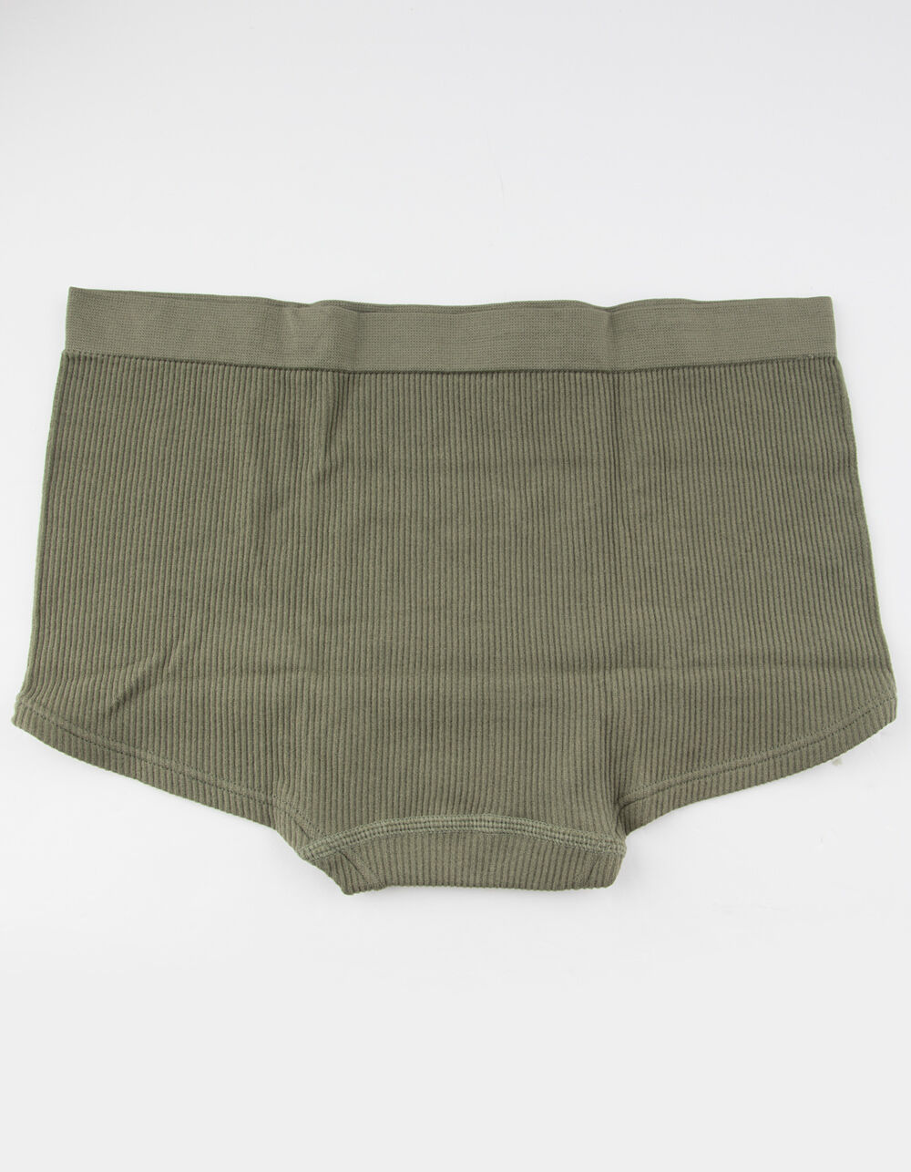 FULL TILT Seamless Rib Olive Boyshorts - OLIVE