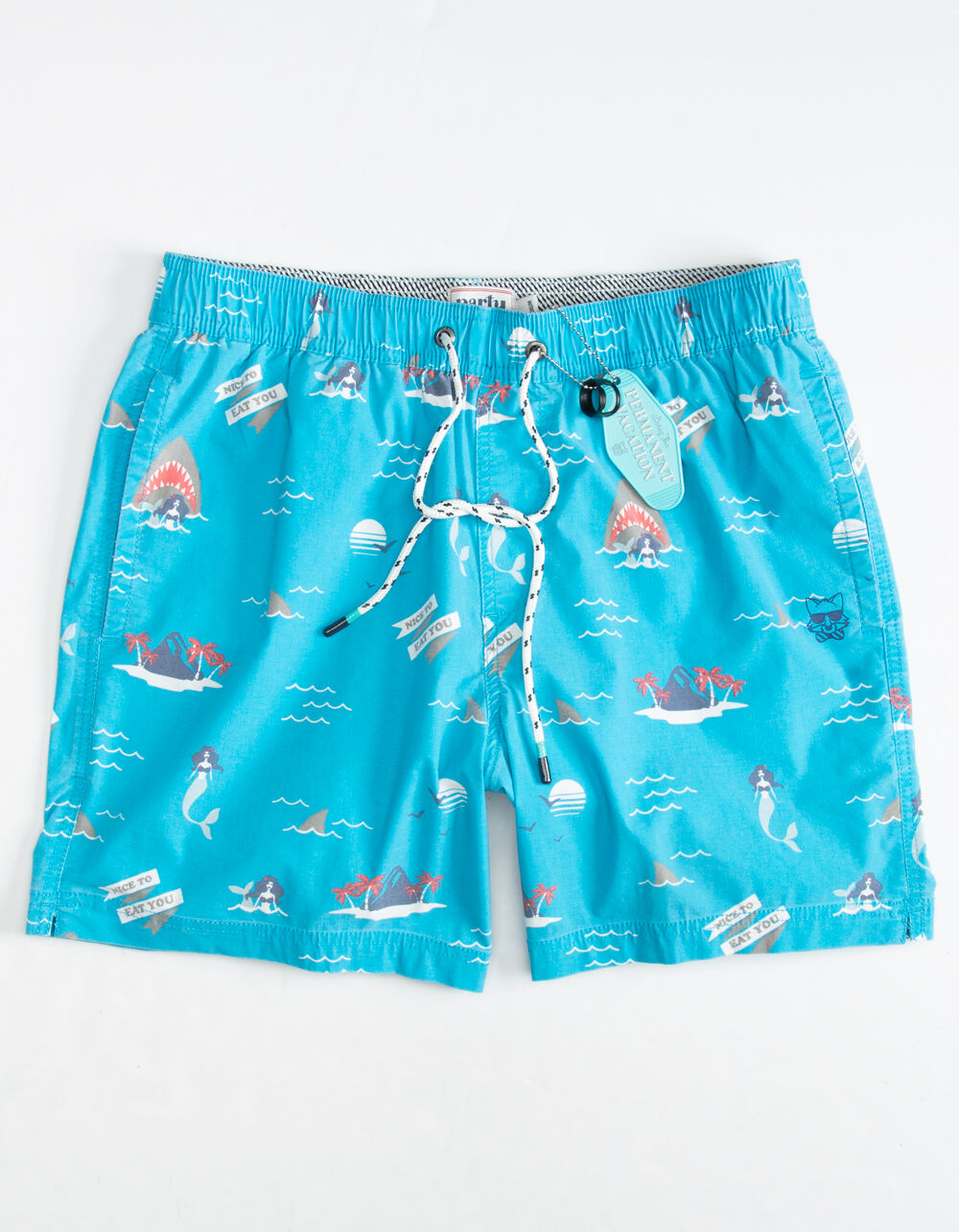 PARTY PANTS Nice To Eat You Mens Volley Shorts - AQUA | Tillys