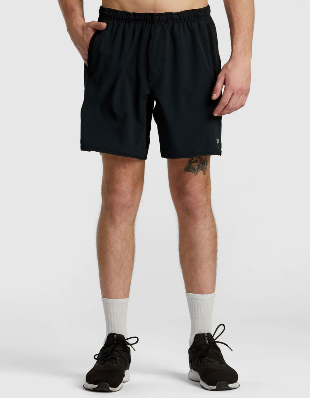 RVCA Yogger Stretch Mens 17" Athletic Shorts - BLK/BLK