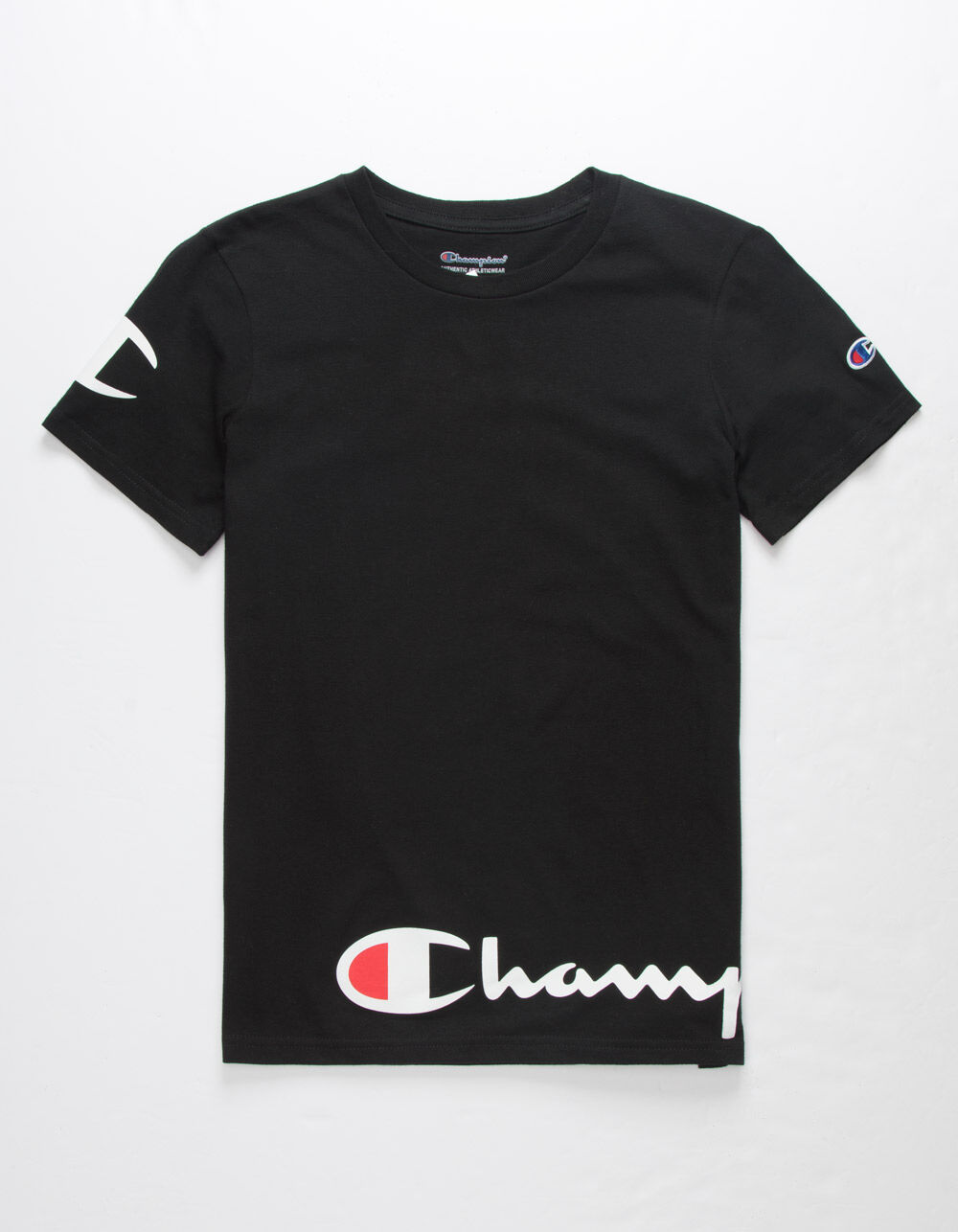 CHAMPION Wrap Around Script Black Boys T-Shirt - BLACK | Tillys