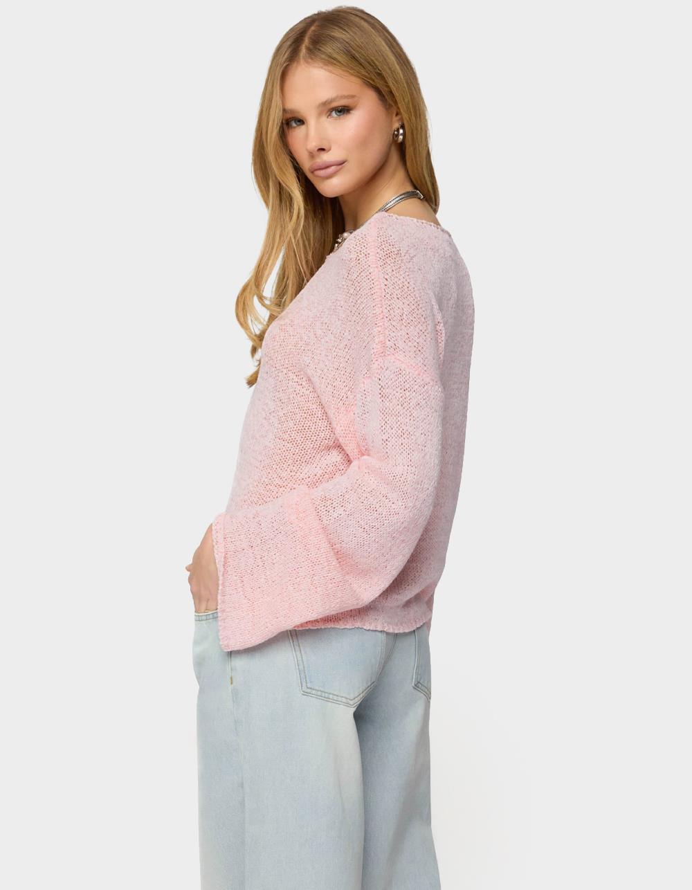 EDIKTED Drop Shoulder Light Knit Sweater - PINK