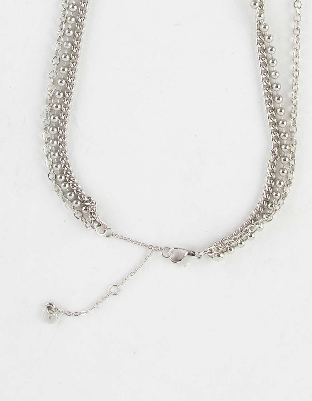 FULL TILT Layered Ball Chain Flower Necklace - SILVER