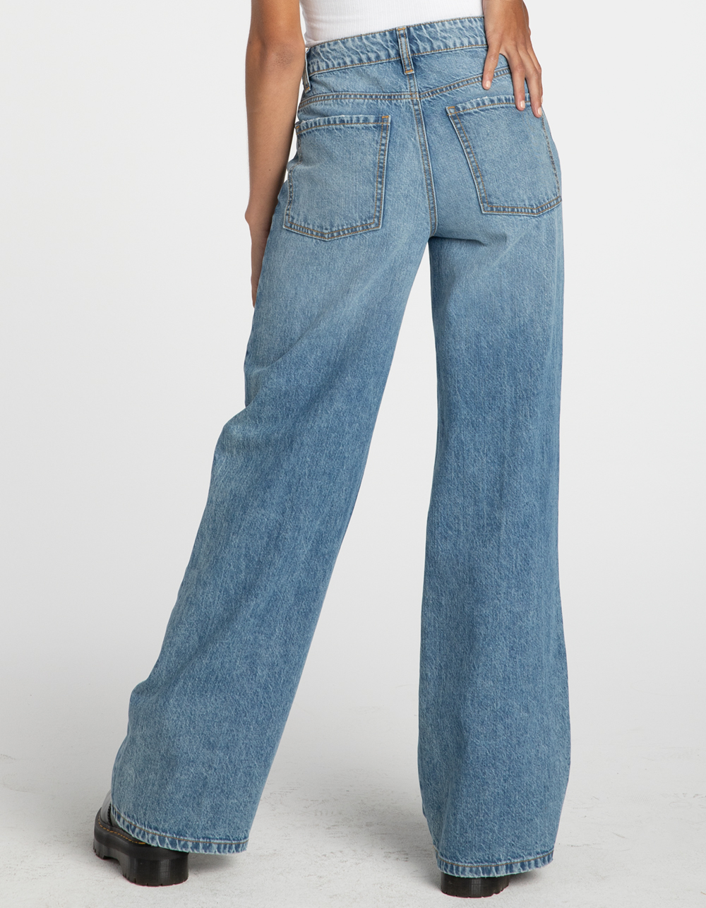 elasticated waist wide leg jeans
