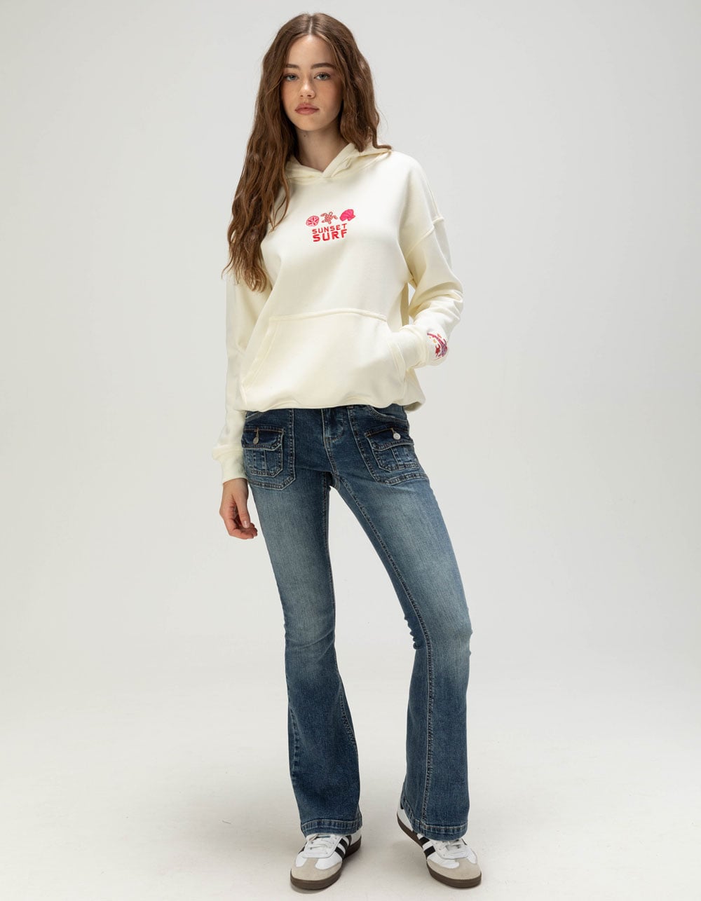 SUNSET SURF Whale Shark Womens Hoodie - CREAM