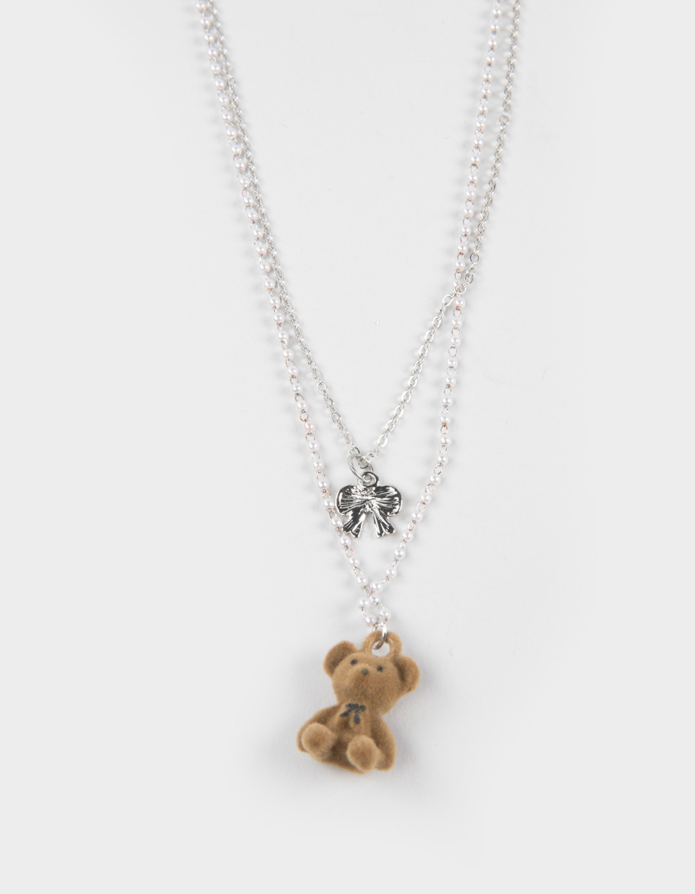 FULL TILT Layered Bear Charm Necklace - SILVER