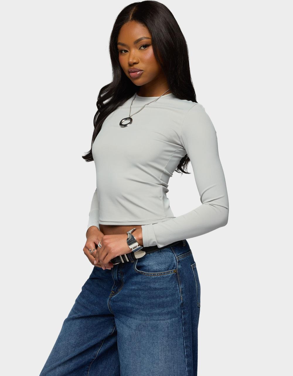 EDIKTED Tay Long Sleeve Top - GRAY