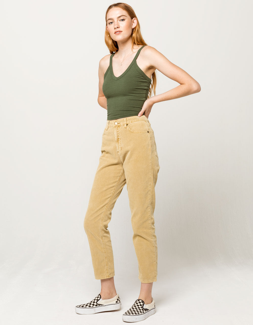 DESTINED V-Neck Green Womens Crop Tank Top - GREEN | Tillys