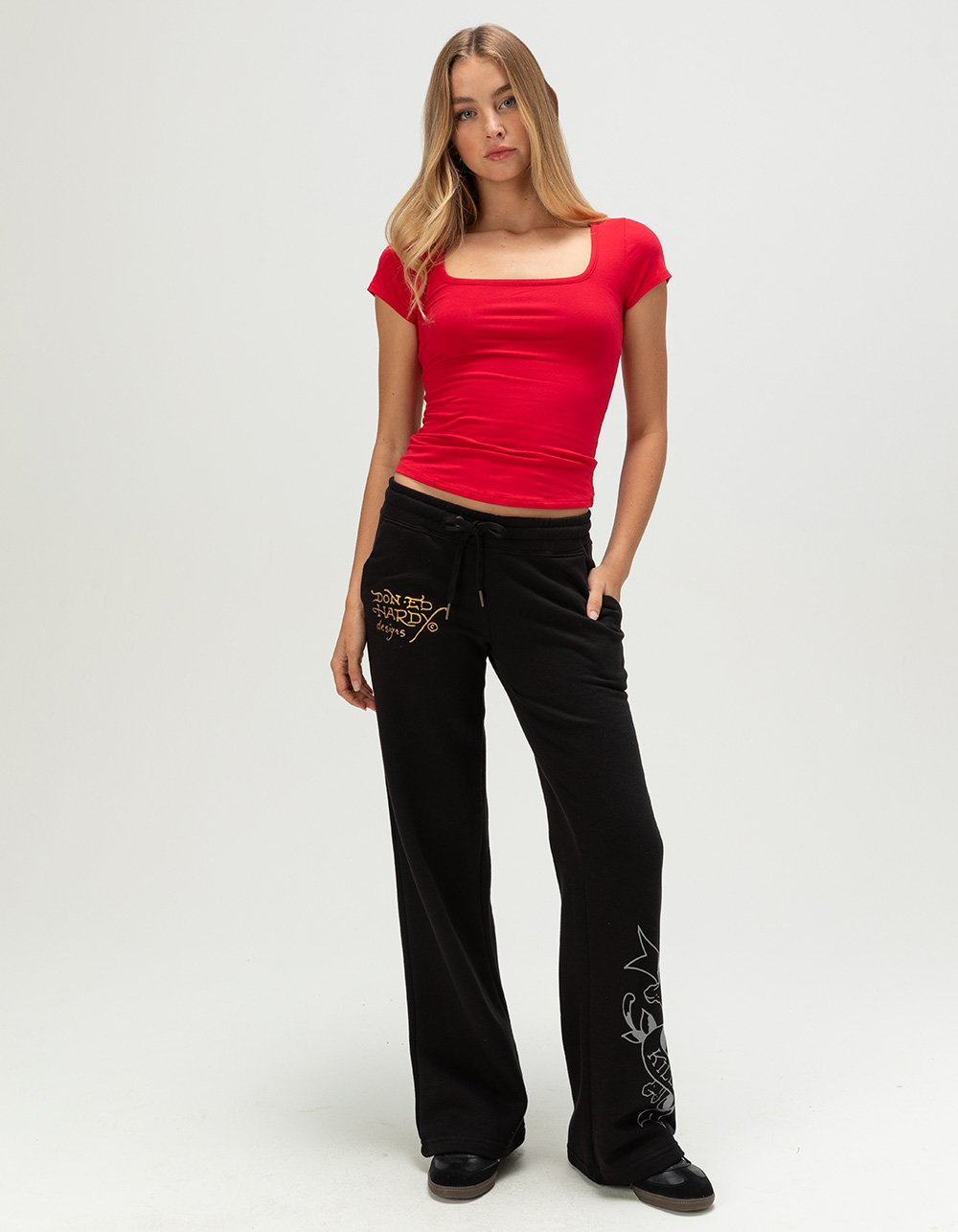 ED HARDY Heart Snake Womens Sweatpants - BLACK