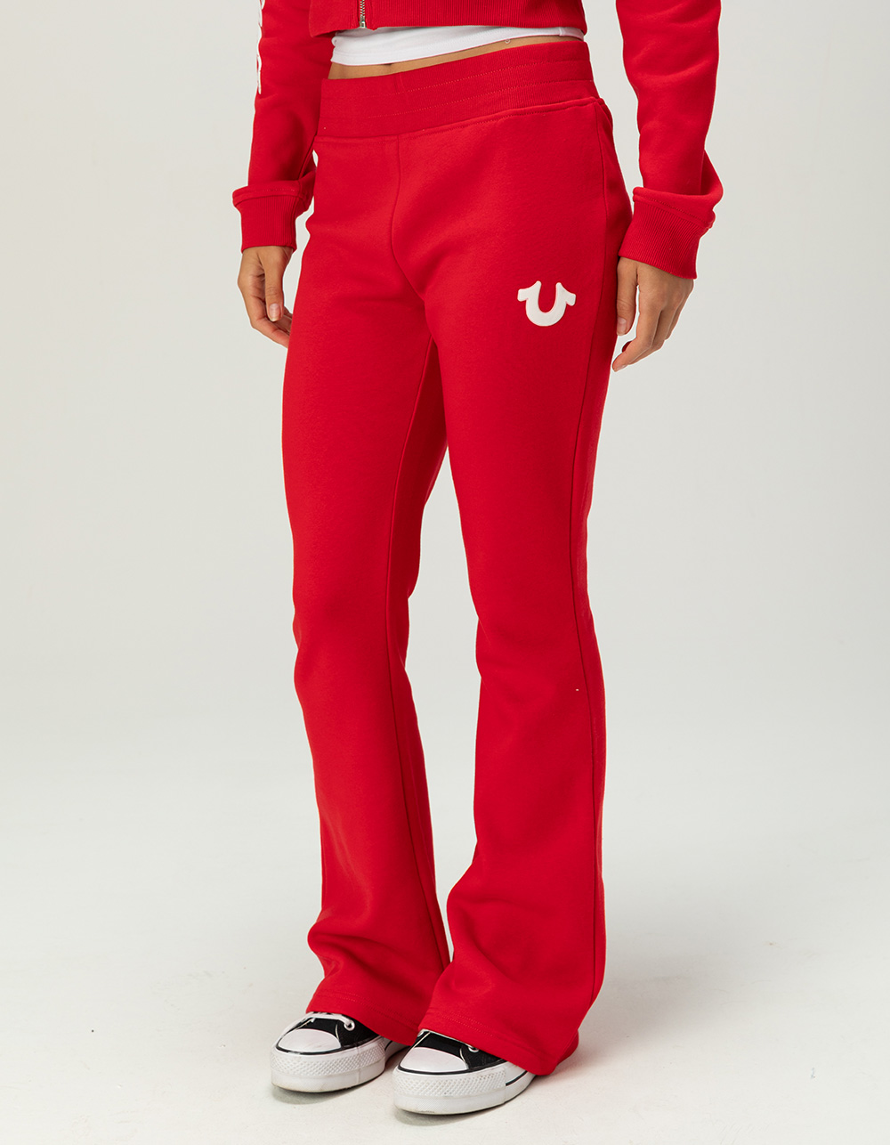 TRUE RELIGION Branded Womens Bootcut Sweatpants - RED