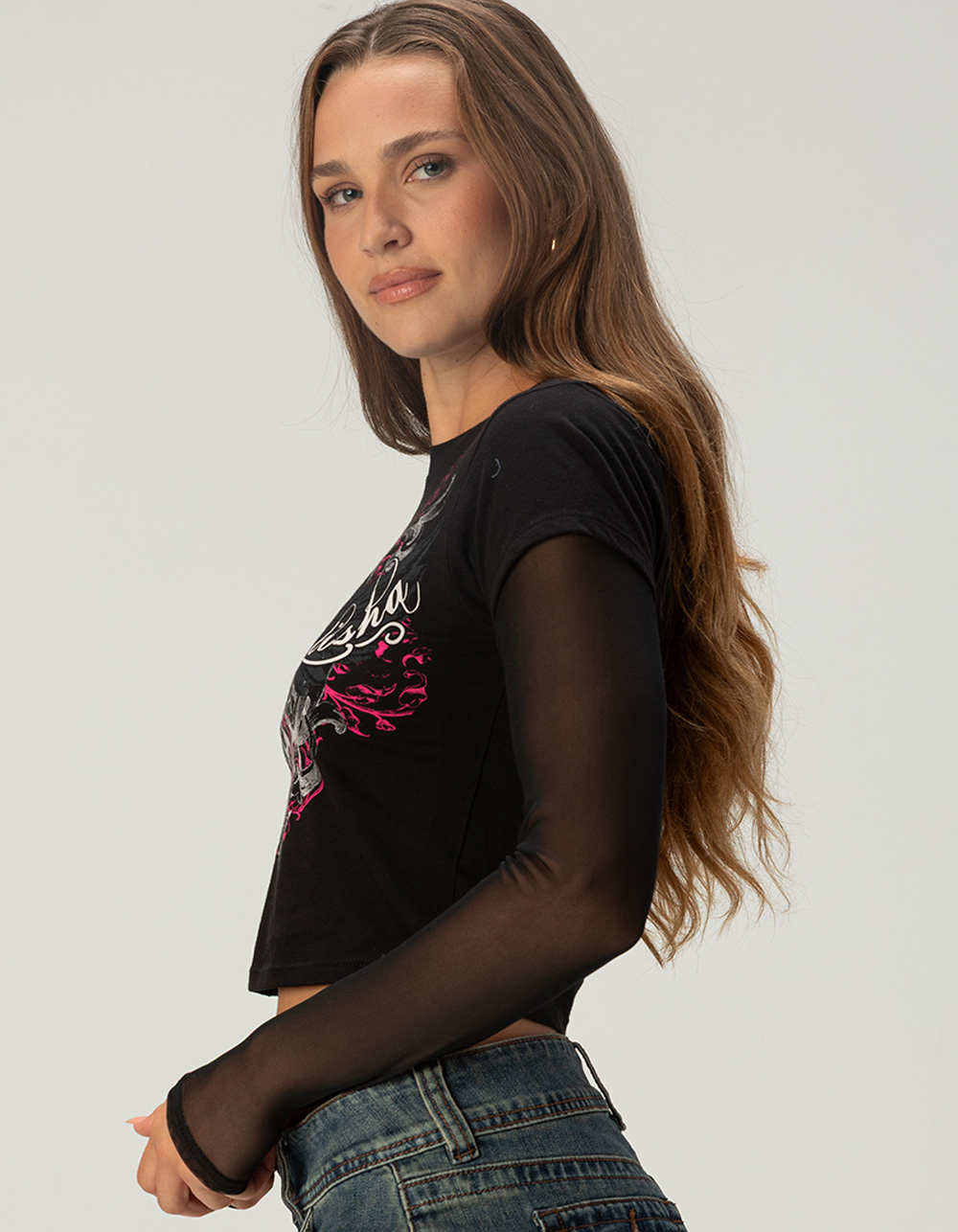 METAL MULISHA Patina Womens Long Sleeve 2fer Tee - BLACK