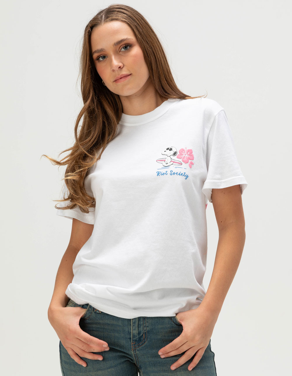 RIOT SOCIETY x Peanuts Snoopy Surf Womens Tee - WHITE