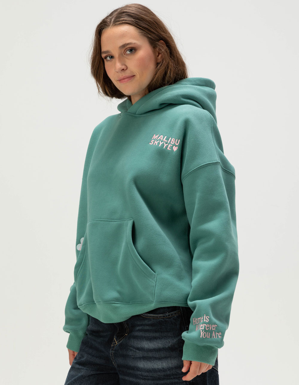 MALIBU SKYYE Home Is Wherever You Are Womens Hoodie - PINE
