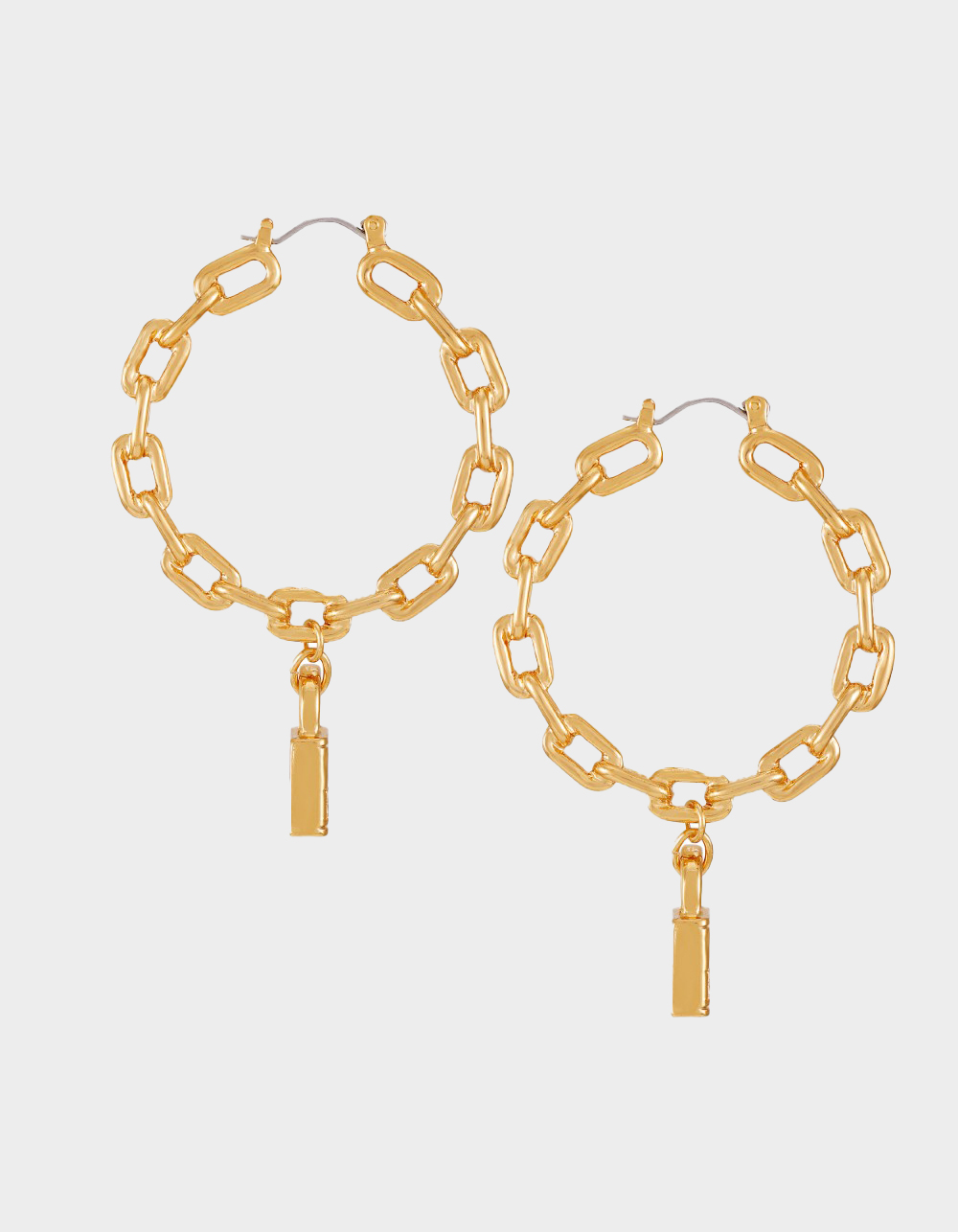 TRUE RELIGION Chain Padlock Charm Hoop Earrings - GOLD