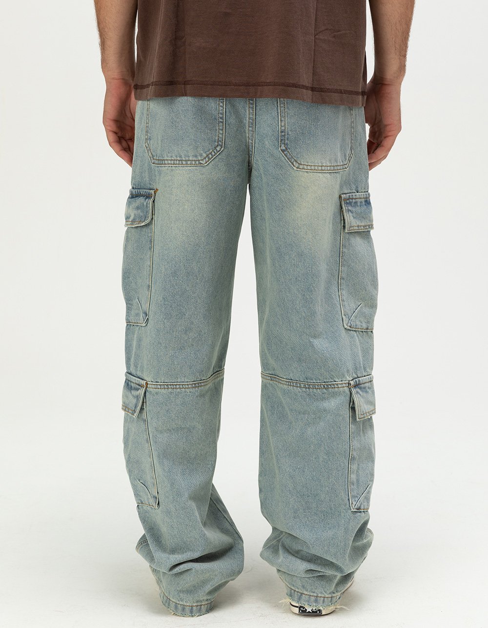 RSQ Mens Baggy Cargo Jeans - TINTED DENIM
