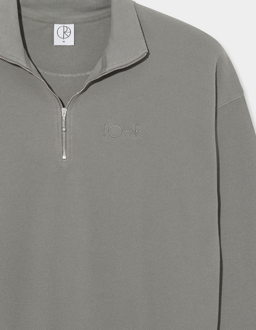POLAR SKATE CO. Pique Mens Long Sleeve Half-Zip Shirt - GRAY