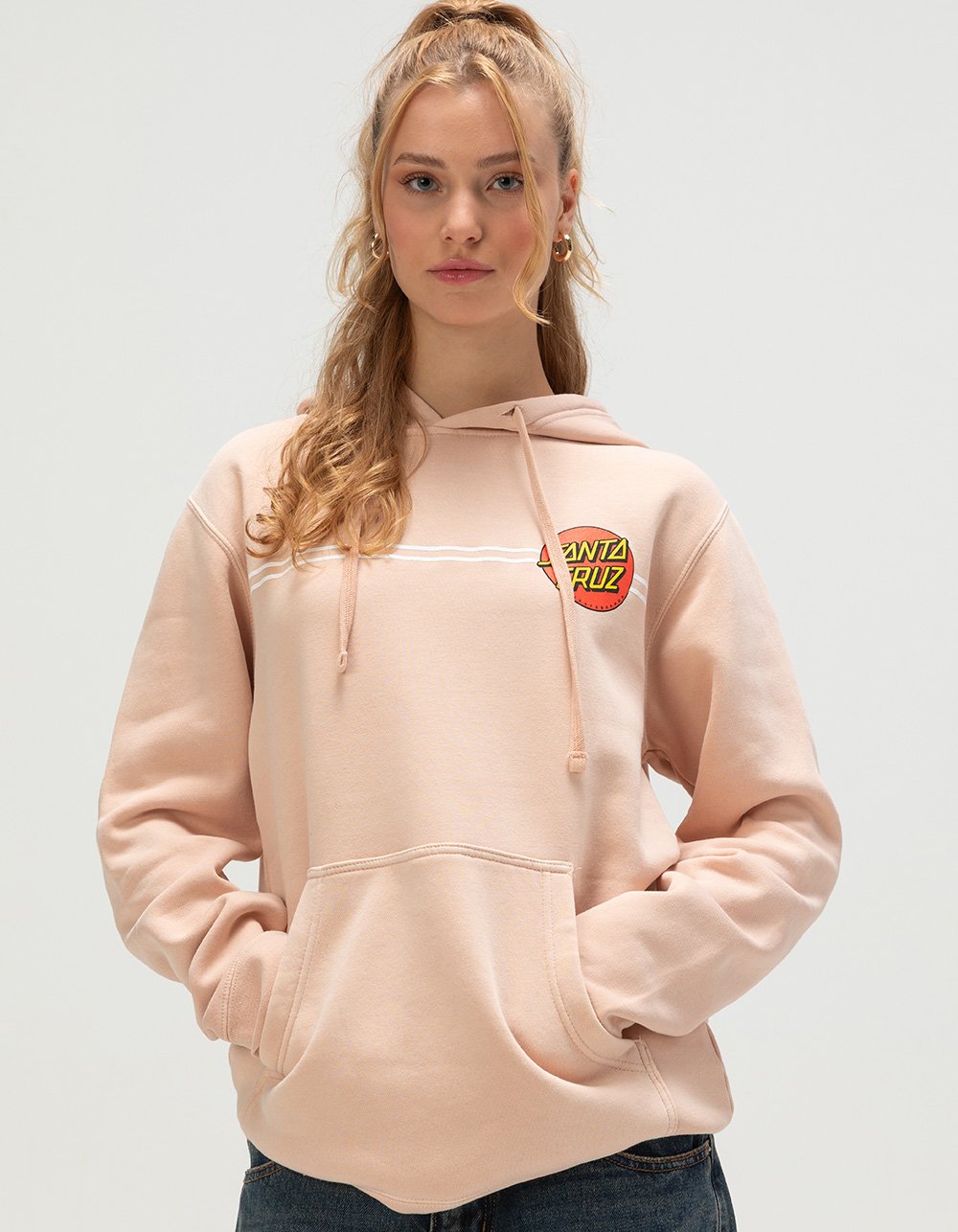 SANTA CRUZ Classic Dot Womens Relaxed Hoodie - PINK