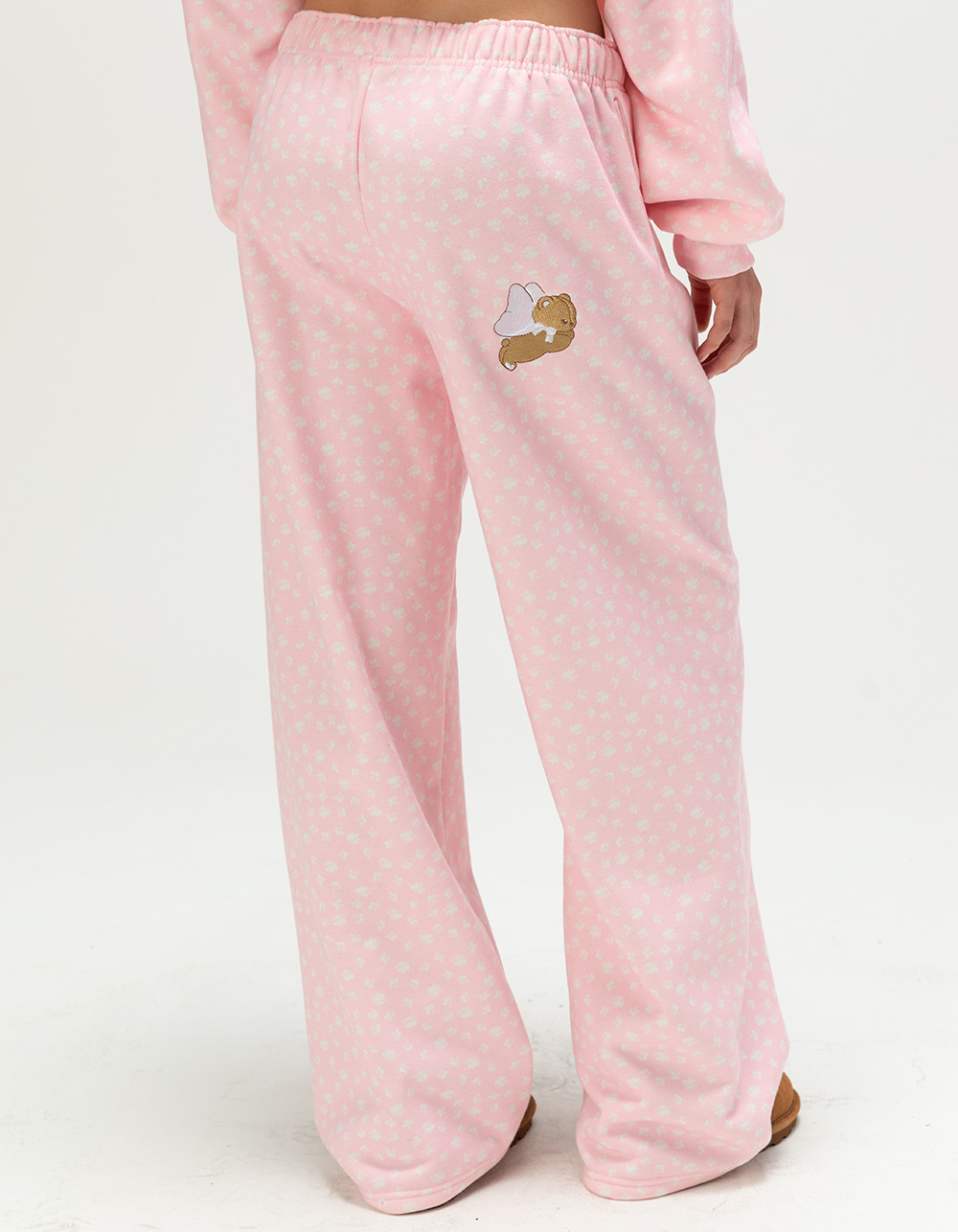 HAPPY CAMP3R Angel Bear Womens Sweatpants - BABY PINK