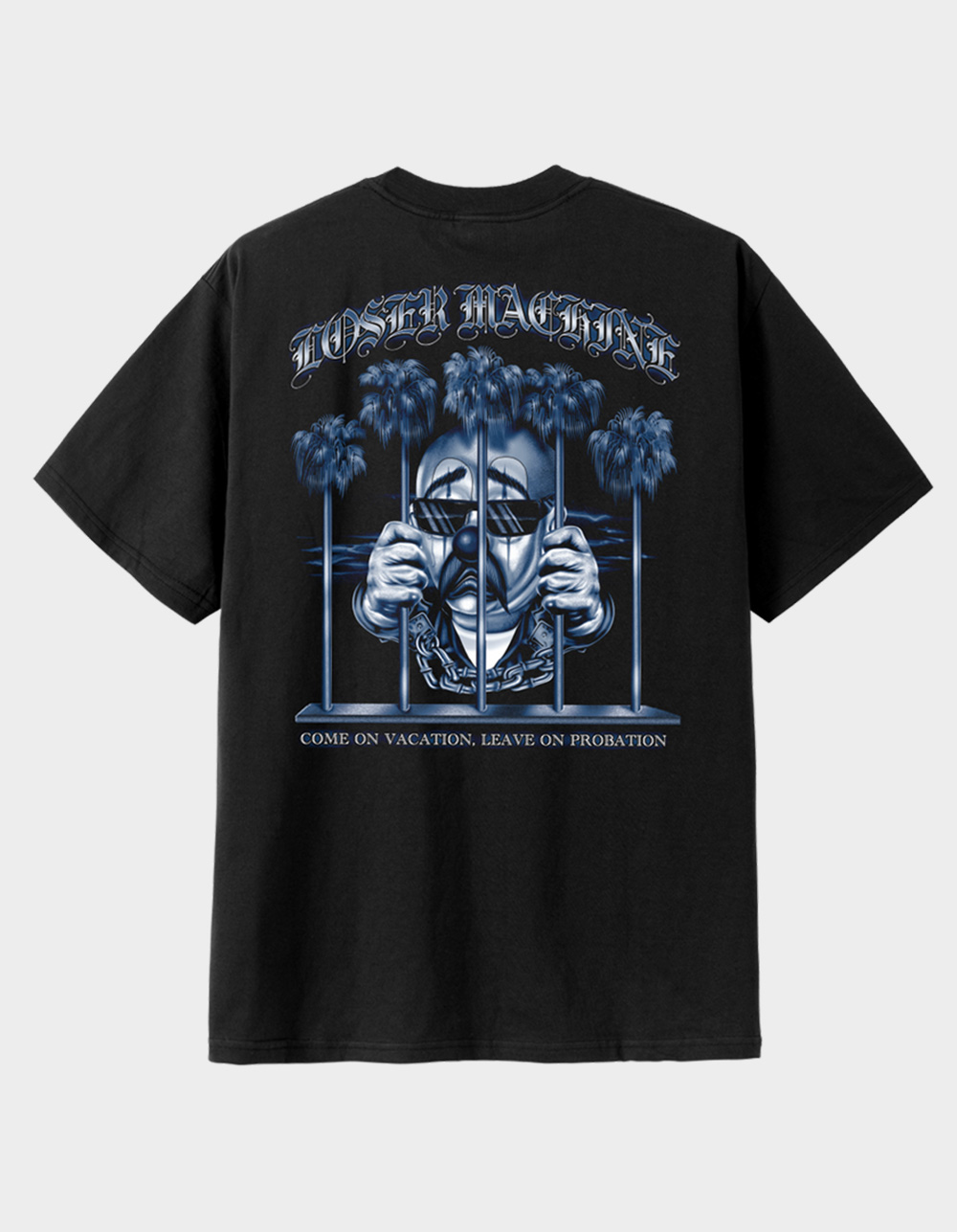 LOSER MACHINE Palm Tree Prison Mens Heavyweight Tee - BLACK