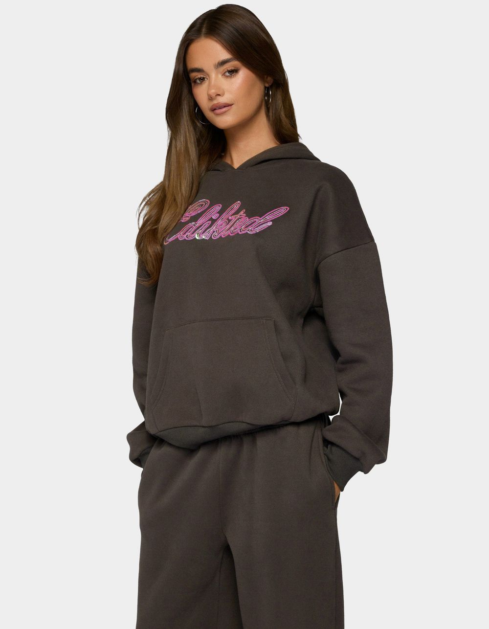 Edikted Always Sequin Hoodie - DARK GRAY