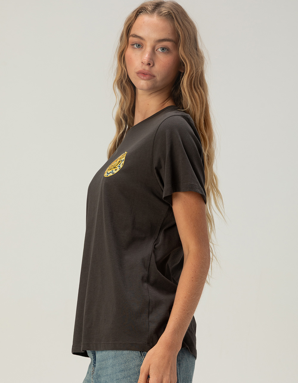 SANTA CRUZ Sunflower Dot Womens Boyfriend Tee - BLACK