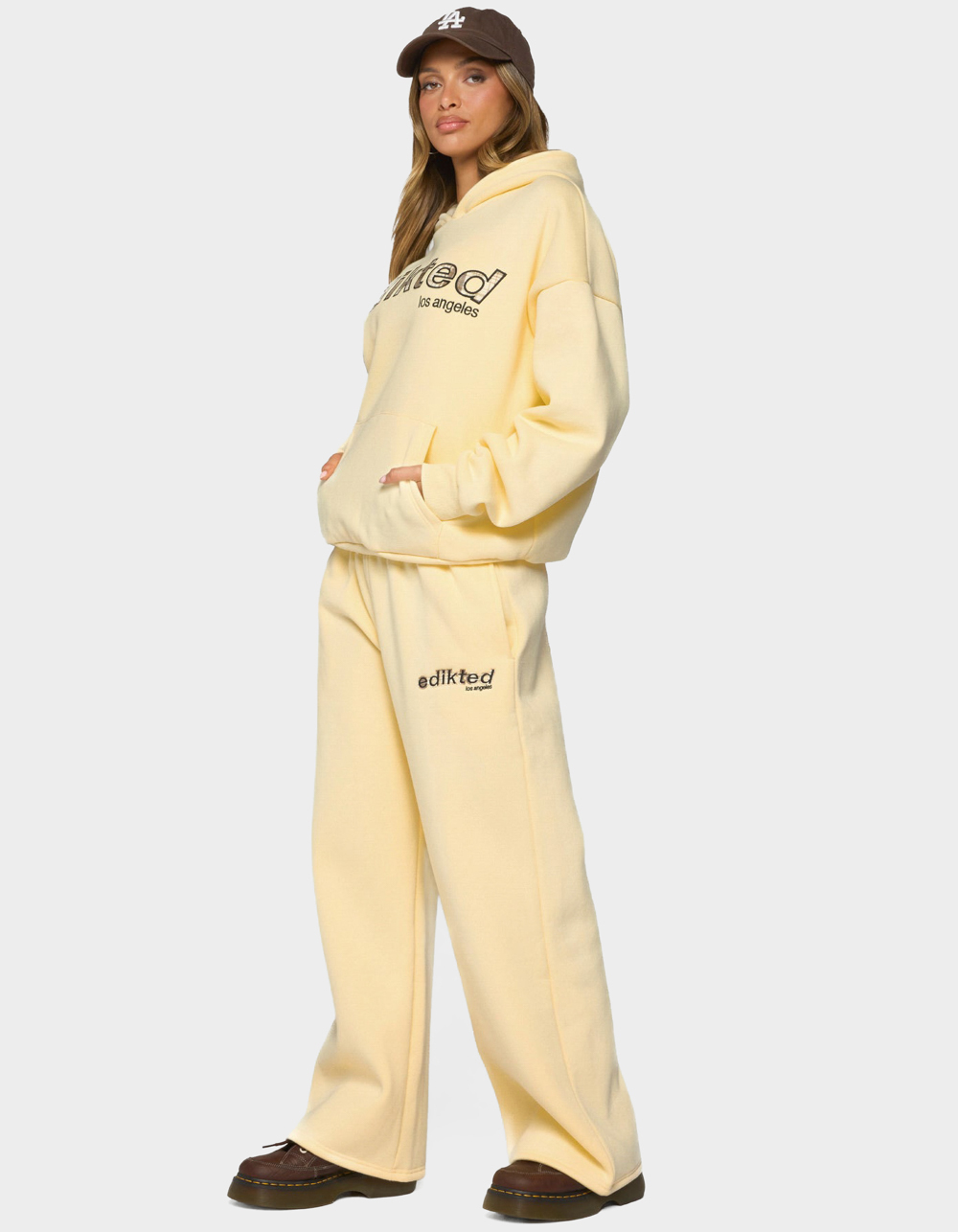 Edikted West Coast Sweatpants - LT YELLOW