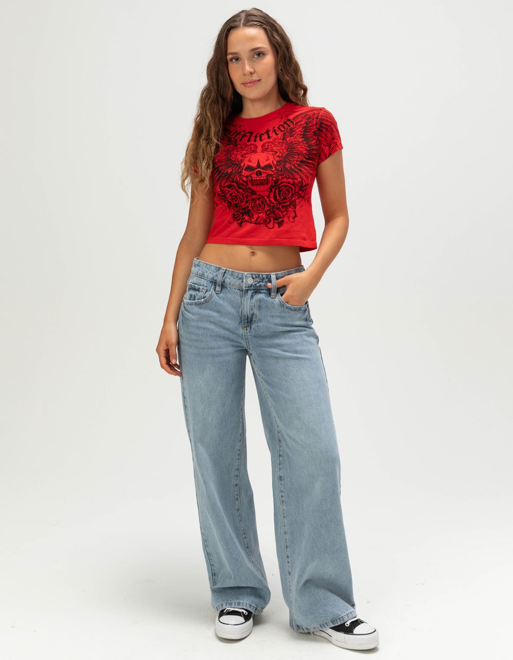 AFFLICTION Stoker Womens Baby Tee - RED