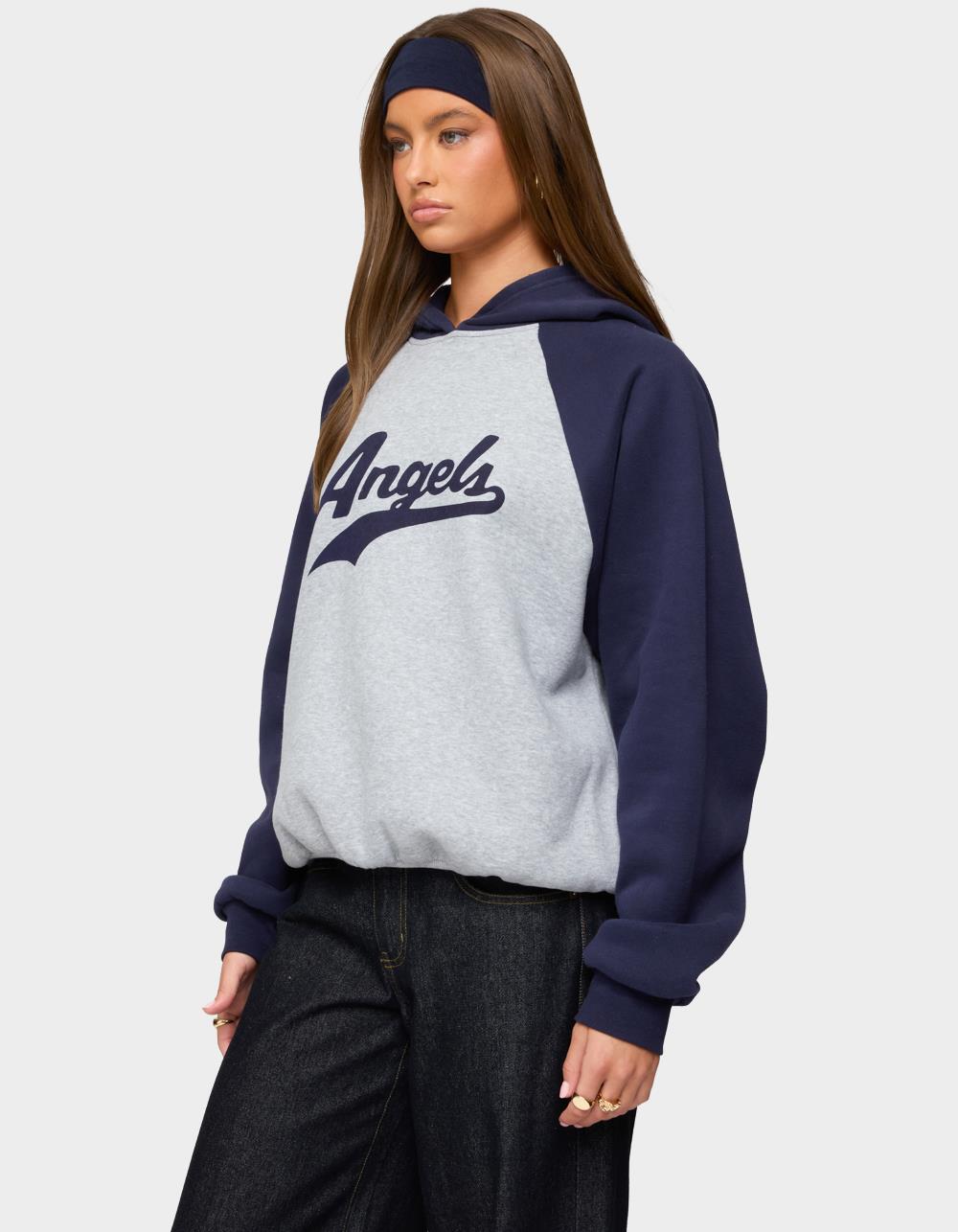 EDIKTED Angels Raglan Oversized Hoodie - GRAY