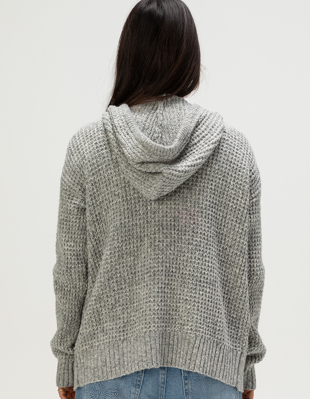 ROXY Glassy Morning Womens Zip-Up Hooded Sweater - GRAY
